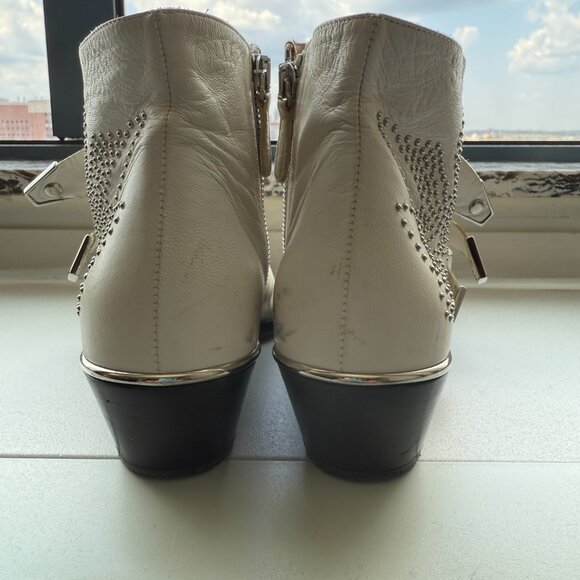 Chloe Suzanna White Studded Ankle Western Booties 35 - Picture 9 of 16